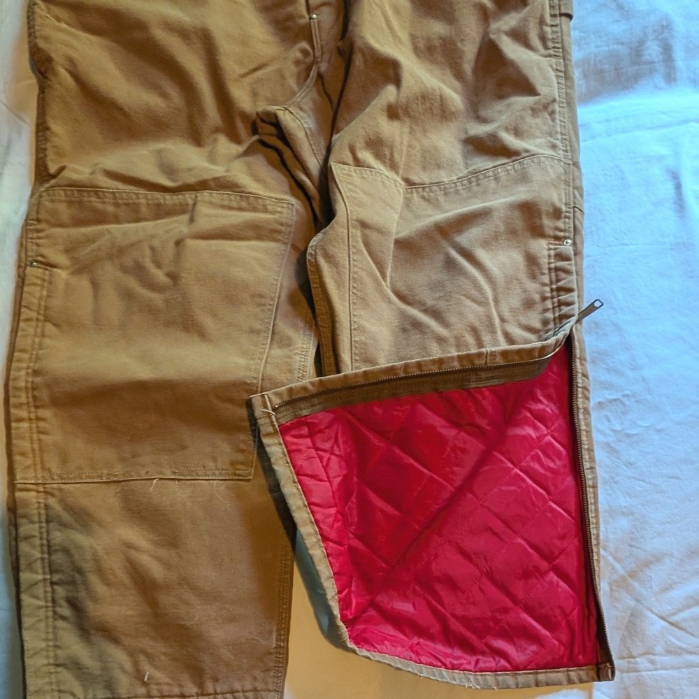 Vintage Carhartt Duck Bib Overalls Lined Double Knee 6FBQZ Made in USA 46x30 - Picture 15 of 16